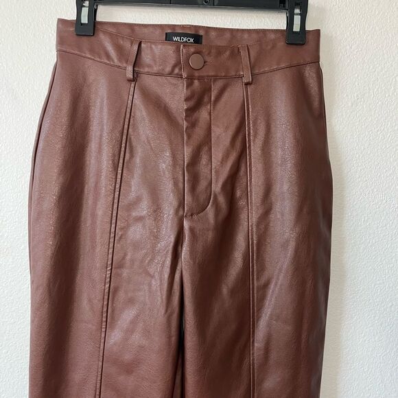 Wildfox Women's Princess Seams Split Hem Faux Leather Pants Size Small NEW - Picture 6 of 8